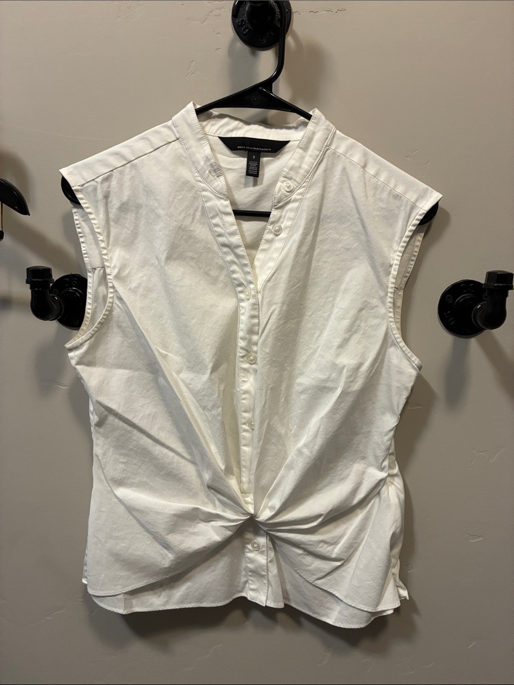 WHBM Sleeveless Twist-Front White Top Size 8